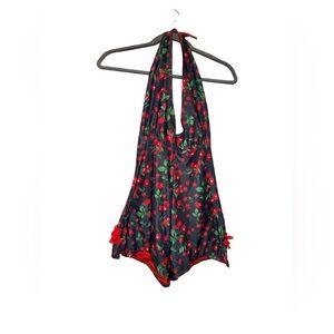LOLITA GIRL L Cherry Print Halter One-Piece Swimsuit